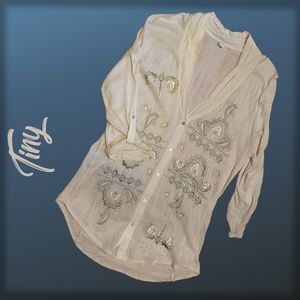 TINY | Anthropologie Cream Embroidered Blouse -  M